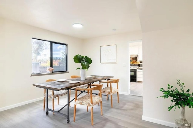 dining space featuring light hardwood / wood-style floors