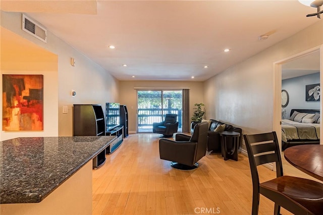 living room featuring light hardwood / wood-style flooring