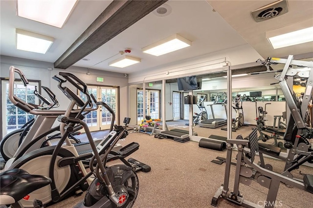 22100 Burbank Blvd Unit 138D, Woodland Hills, CA 91367 - exercise room featuring french doors
