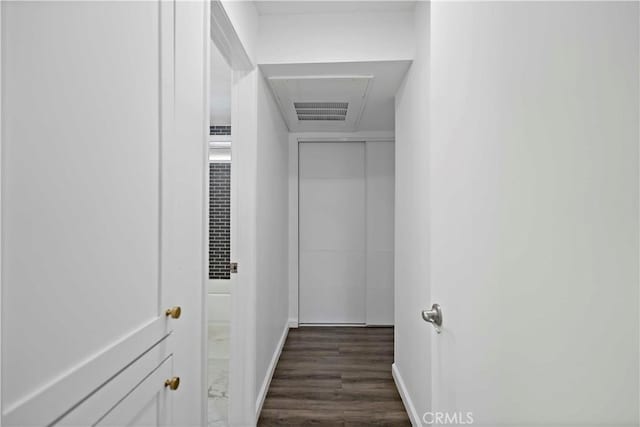 interior space with dark hardwood / wood-style floors