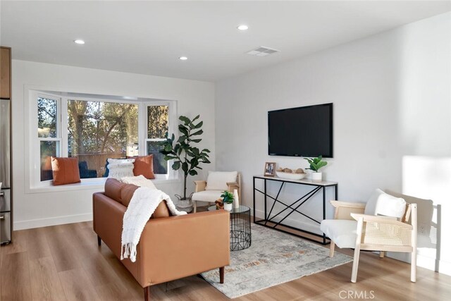 living room featuring light hardwood / wood-style flooring