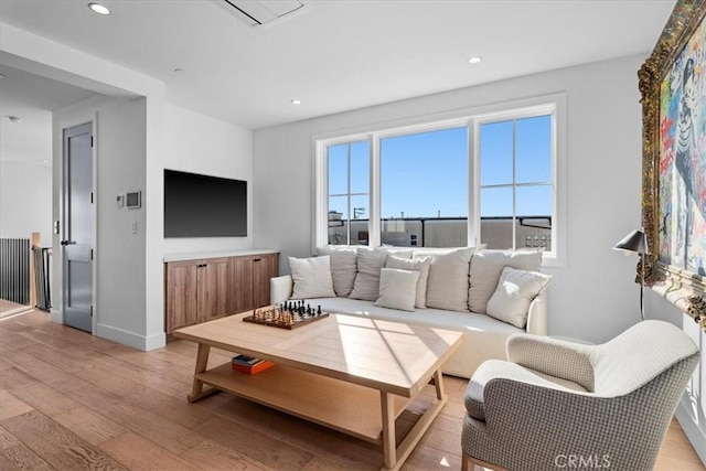 living room featuring light hardwood / wood-style flooring