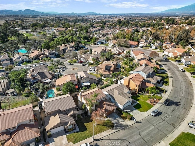 bird's eye view with a mountain view