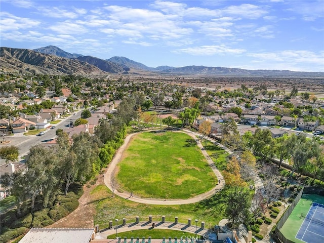 aerial view with a mountain view