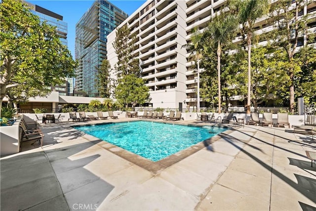 view of pool featuring a patio area