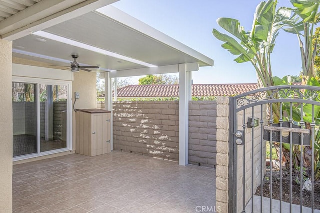 view of patio / terrace featuring ceiling fan