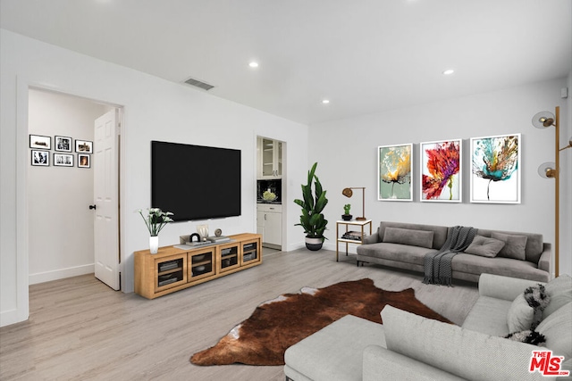 living room featuring light hardwood / wood-style flooring