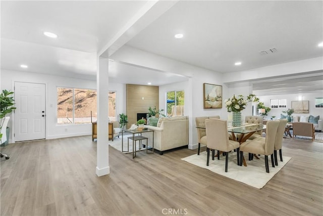 dining area featuring light hardwood / wood-style flooring