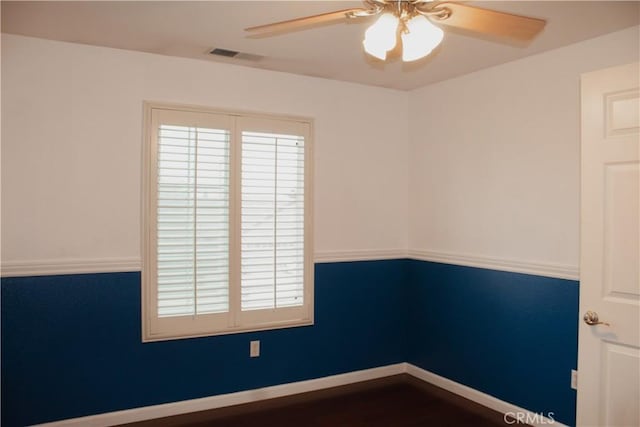 spare room featuring ceiling fan