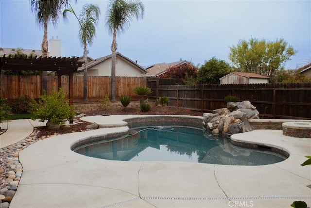 view of swimming pool featuring a pergola