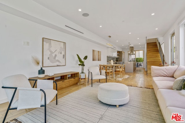 living room featuring light hardwood / wood-style flooring