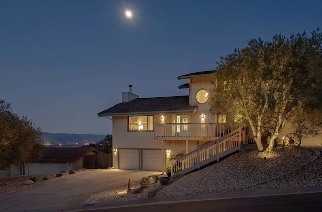 exterior space with a garage