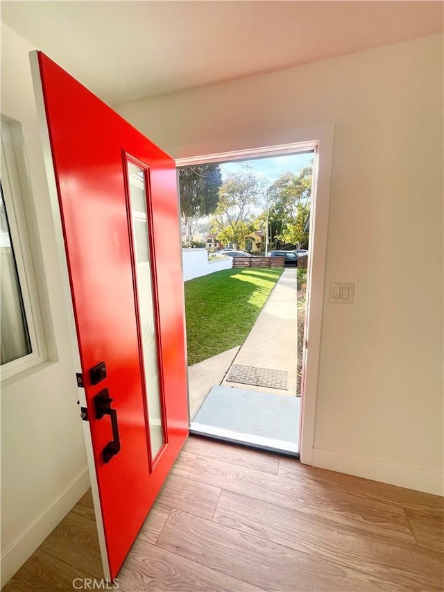 doorway featuring light hardwood / wood-style flooring