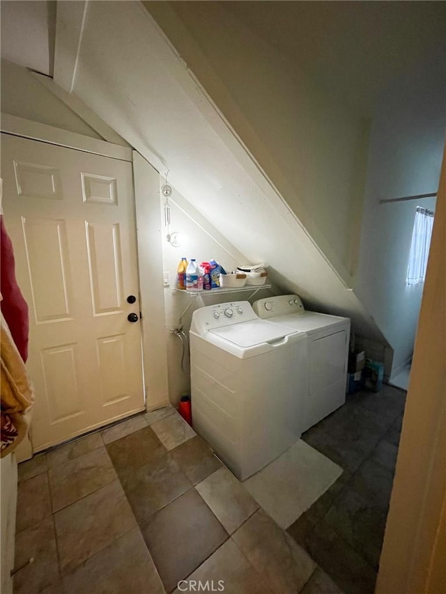 clothes washing area featuring independent washer and dryer