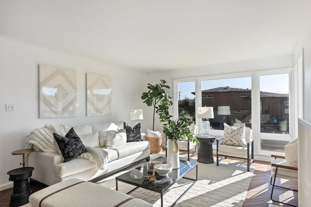 living room with hardwood / wood-style flooring