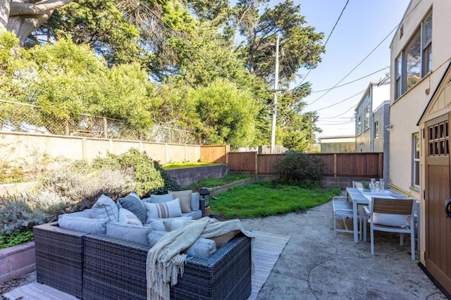 view of patio featuring an outdoor hangout area