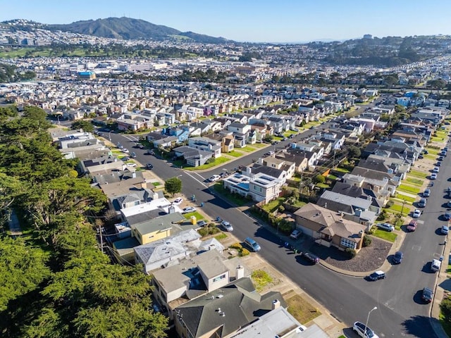 aerial view with a mountain view