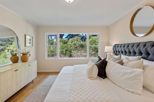 bedroom with light hardwood / wood-style flooring