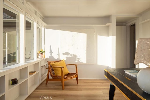 sitting room with light wood-style floors