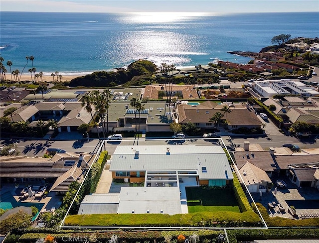 2538 Monaco Dr, Laguna Beach, CA 92651 - aerial perspective of suburban area with property parcel outlined and a nearby body of water
