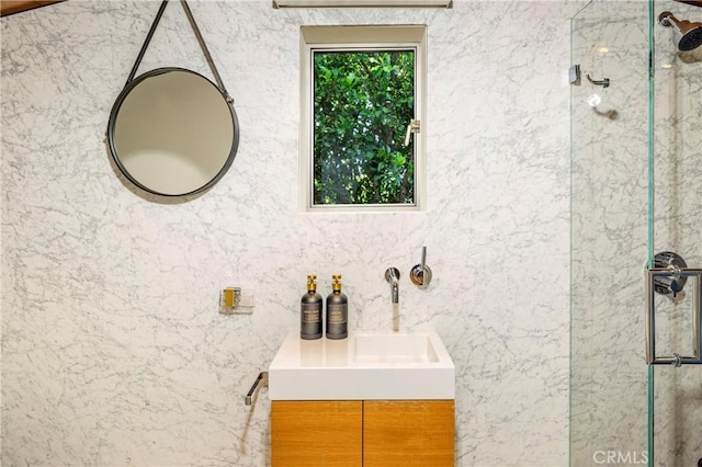 2538 Monaco Dr, Laguna Beach, CA 92651 - bathroom featuring vanity and a marble finish shower