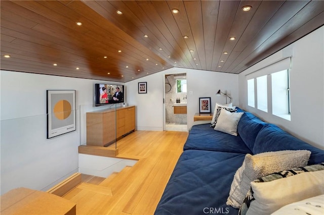 2538 Monaco Dr, Laguna Beach, CA 92651 - living area with vaulted ceiling, recessed lighting, wood ceiling, and light wood-type flooring