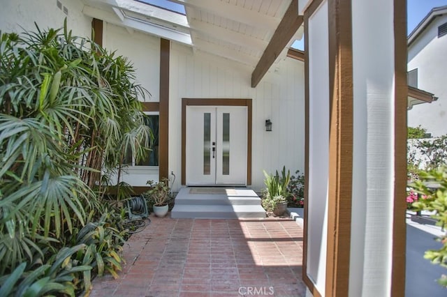 view of exterior entry with french doors