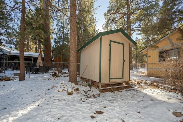 view of snow covered structure