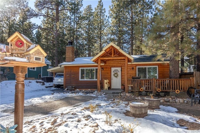 view of log home