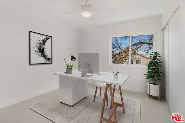 home office with ceiling fan