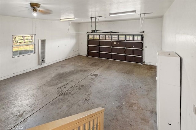 garage featuring ceiling fan