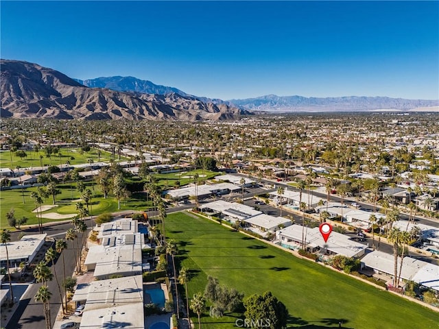 bird's eye view featuring a mountain view