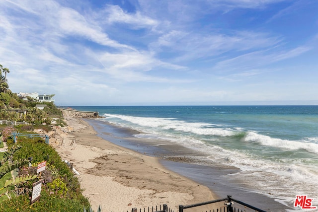 view of water feature featuring a view of the beach