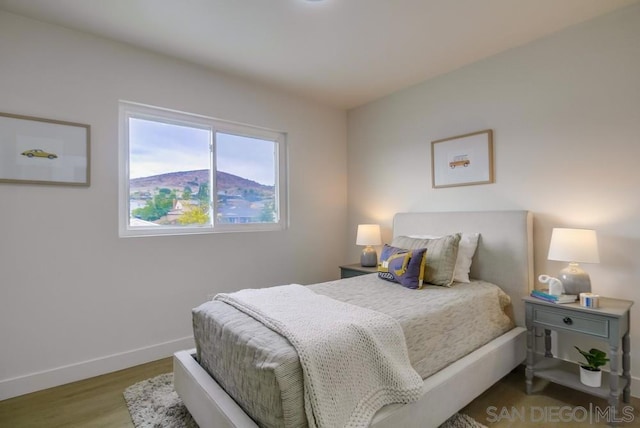 bedroom with wood-type flooring