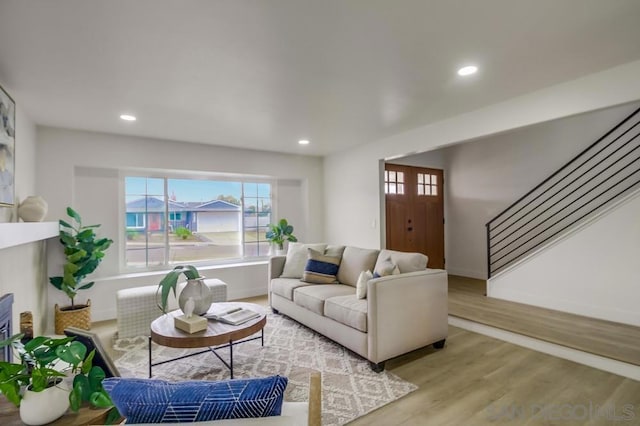 living room featuring light hardwood / wood-style flooring