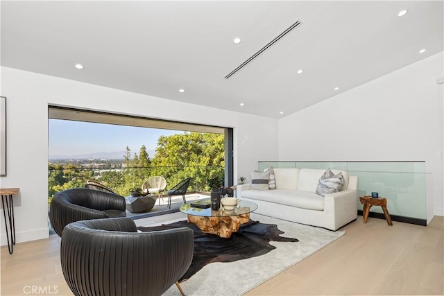 living room with light wood-type flooring