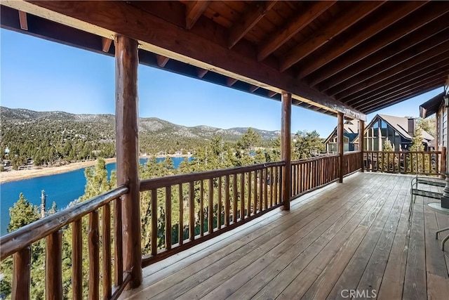 deck featuring a mountain view