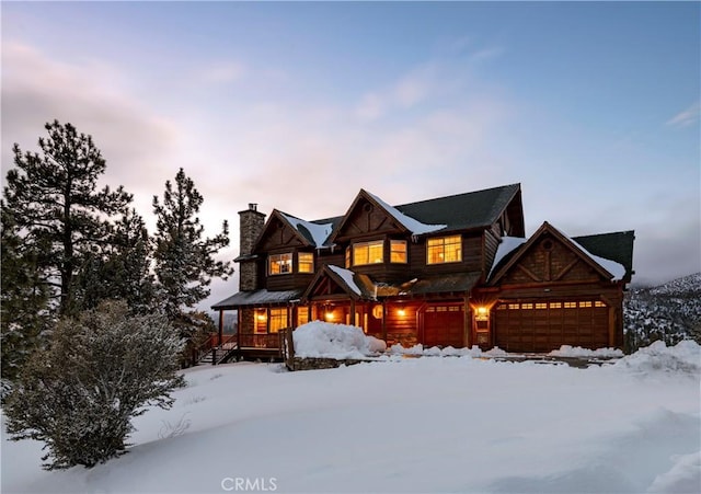 view of log cabin