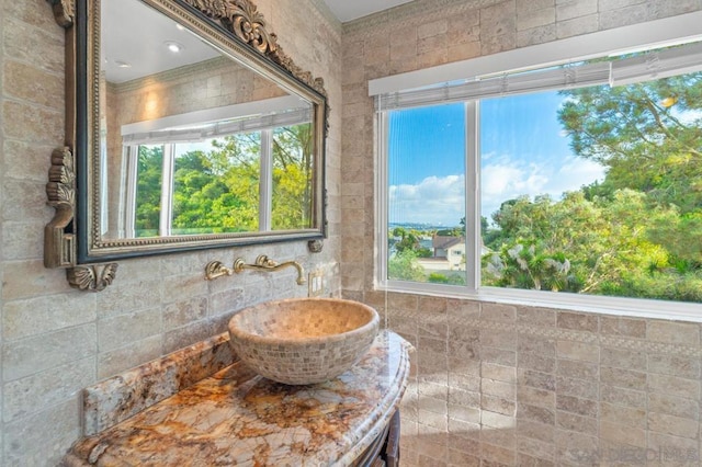 bathroom featuring sink and a wealth of natural light