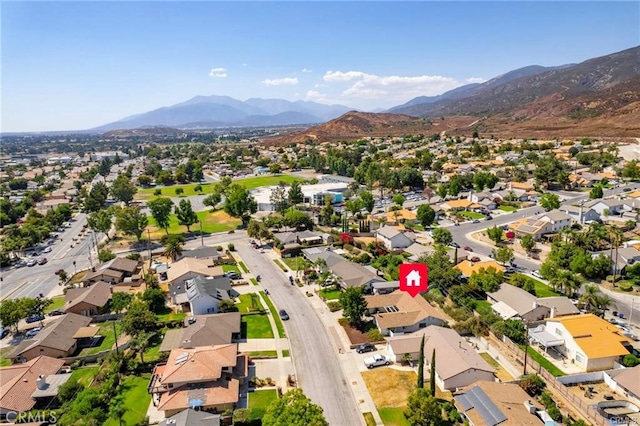 bird's eye view with a mountain view