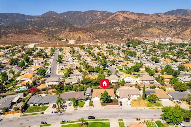 aerial view with a mountain view