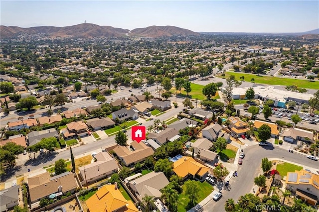 bird's eye view with a mountain view