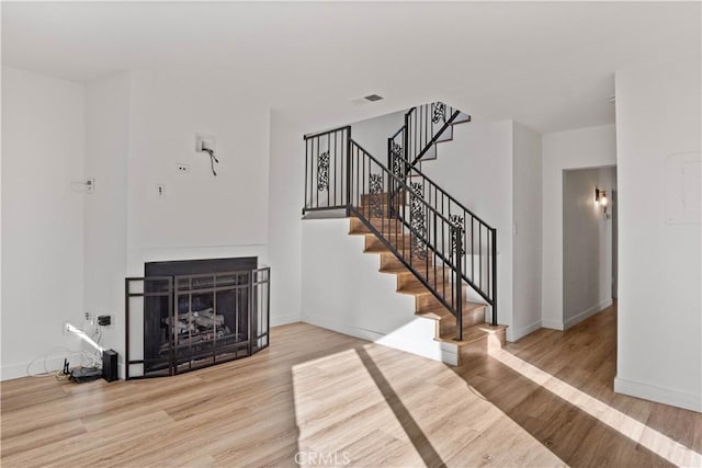 living room with hardwood / wood-style flooring