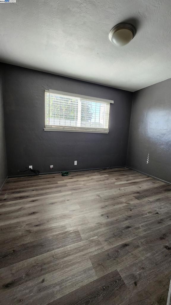 empty room with a wealth of natural light and dark hardwood / wood-style floors