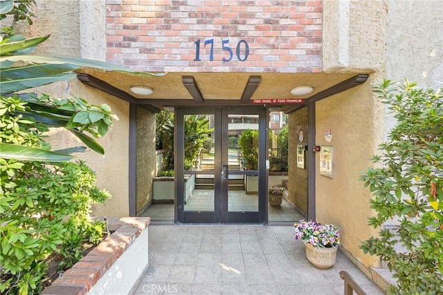 view of exterior entry with french doors