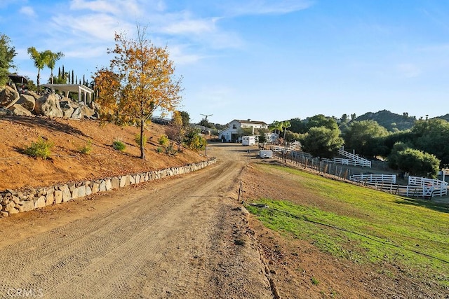 view of road with a rural view