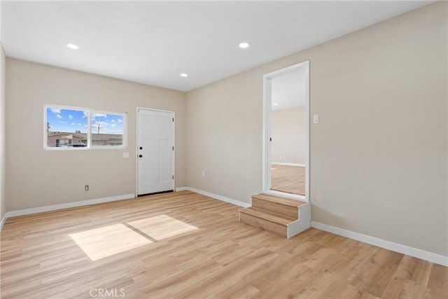 interior space with light hardwood / wood-style floors