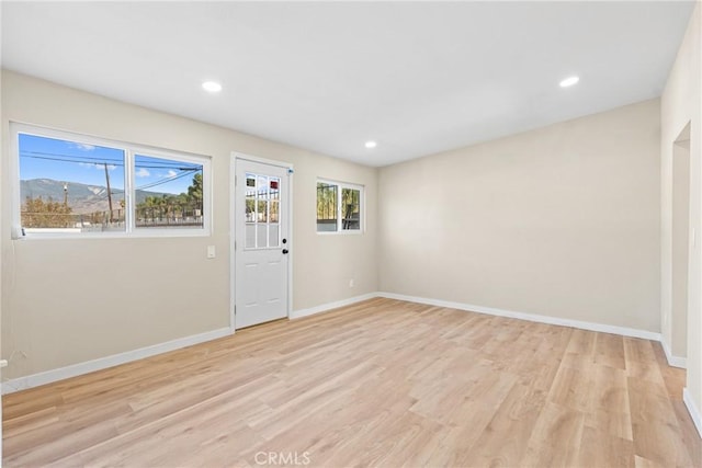 entrance foyer featuring a wealth of natural light and light hardwood / wood-style floors