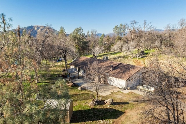 aerial view with a mountain view