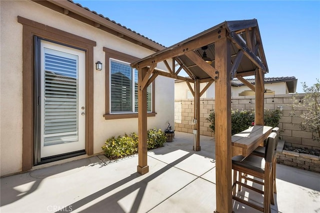 view of patio / terrace with a gazebo